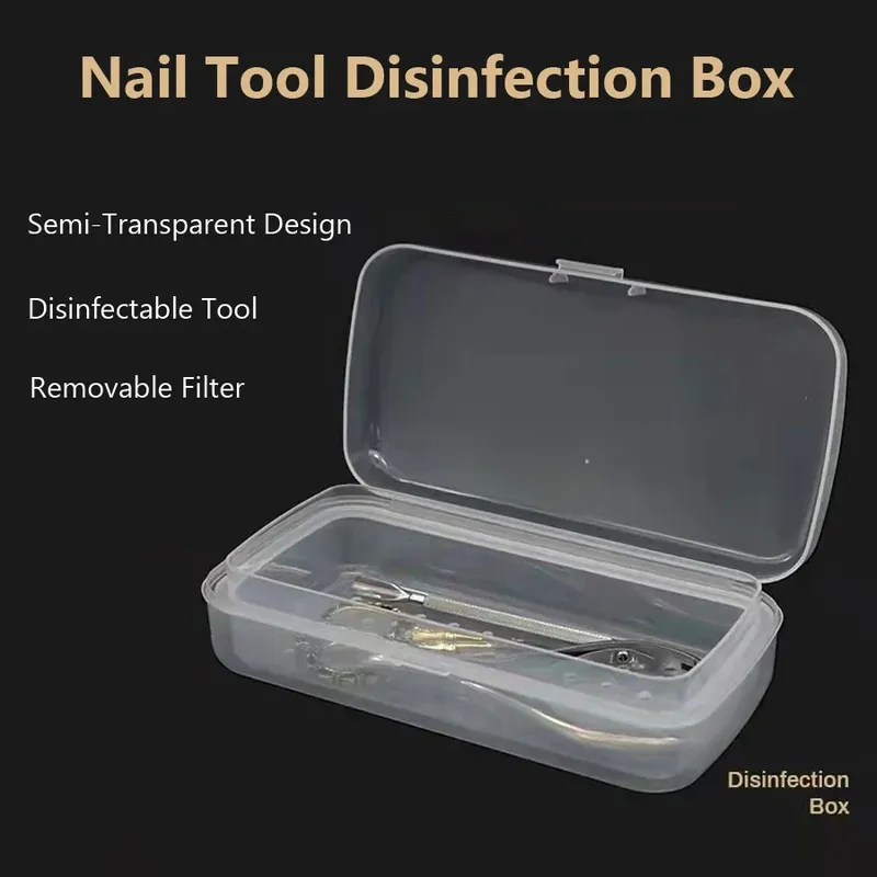 Sterilisationsbox für Salon-Nagelkunstwerkzeuge mit Nagelhautschieber und Zangenablage, Aufbewahrungsorganisator für Schönheitsbedarf