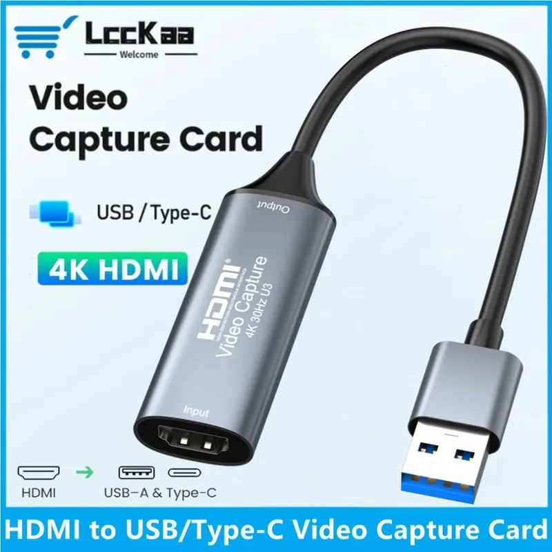 4K USB 3,0/Typ-C Video Capture Karte HDMI-kompatibel Grabber Recorder für PS4 Spiel DVD Camcorder kamera Aufnahme Live-Streaming