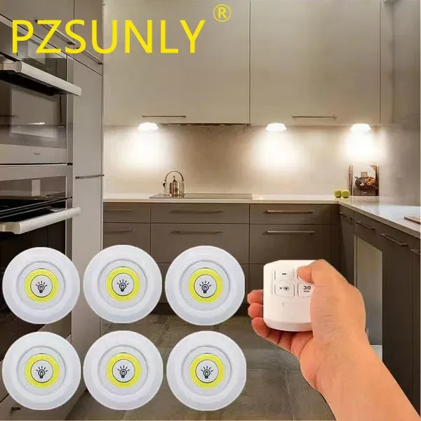 LED-Unterschrankleuchte, kabellose Fernbedienung, dimmbar, für Kleiderschrank, Zuhause, Schlafzimmer, Küche, Schrankleuchte, 3 W, superhelles Nachtlicht