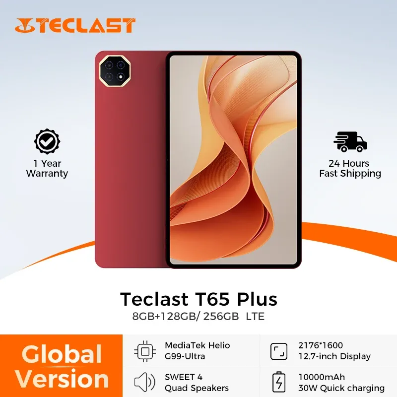 Teclast T65 Plus Tablet 13,4" 2K Dsiplay 120 Hz Android 15 MediaTek G99 Max 20 GB (8+12) RAM 256 GB ROM 10000 mAh 18 W Widevine L1 Neu