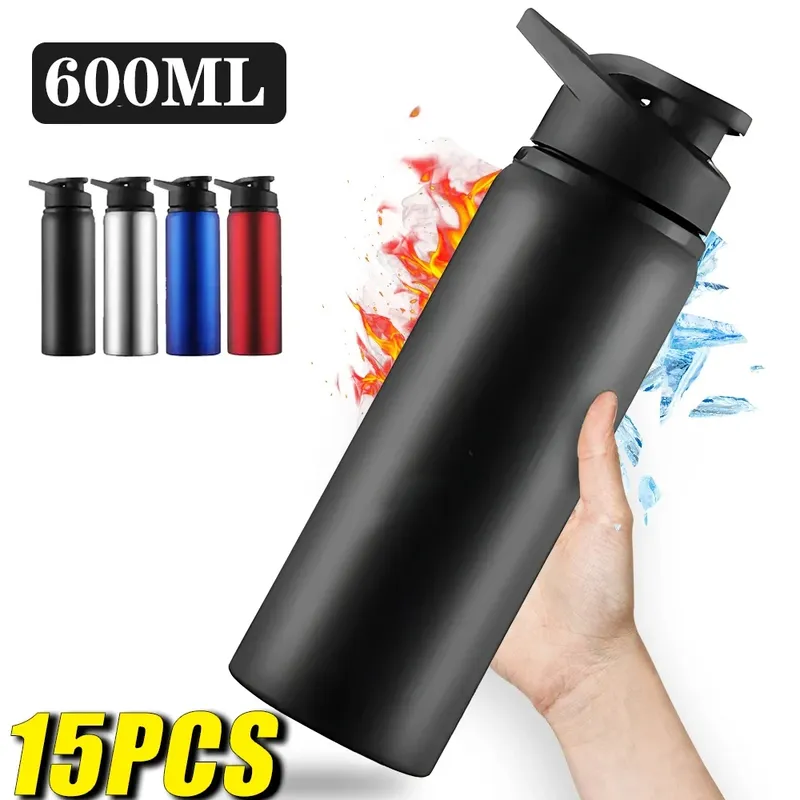1-15PCS Tragbare Edelstahl Fahrrad Wasser Flasche Gerade Trinken Im Freien Sport Reise Wasserkocher Metall Wasser Flasche