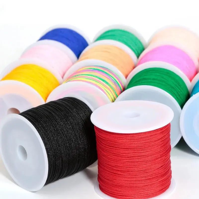 50 Yards 0,8 mm Nylonkordel für Schmuckherstellung, geflochtene Nylon-Satin-Schnur für Armbänder, Halsketten, Schmuckzubehör