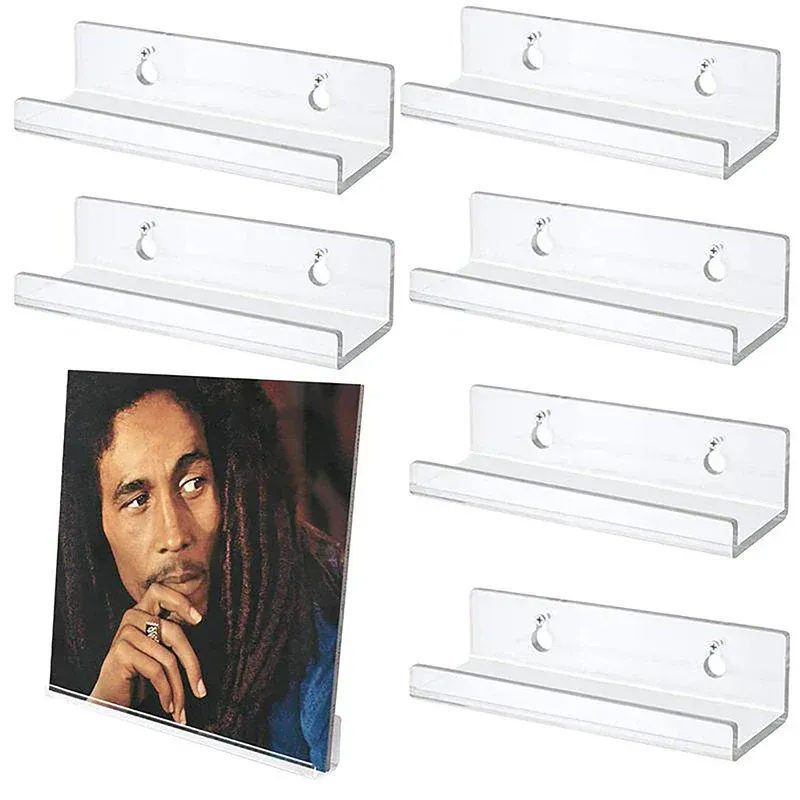 2 stücke Acryl Rekord Display-ständer Regal Klar Wand Montiert Vinyl Rekord Halter Schwimmende Regale LP Rekord Album Lagerung Rack