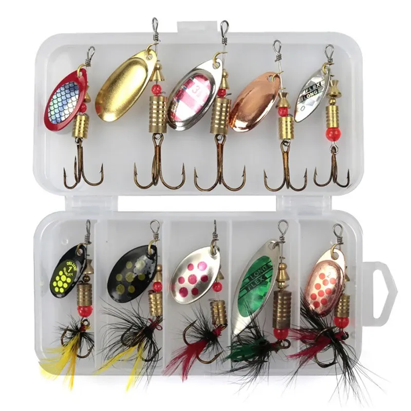 Metall Löffel Spinner Angeln Köder 10 stücke Set Spoonbait Wobbler Angeln Wobbler für Hecht Häkeln Kit Künstliche Köder