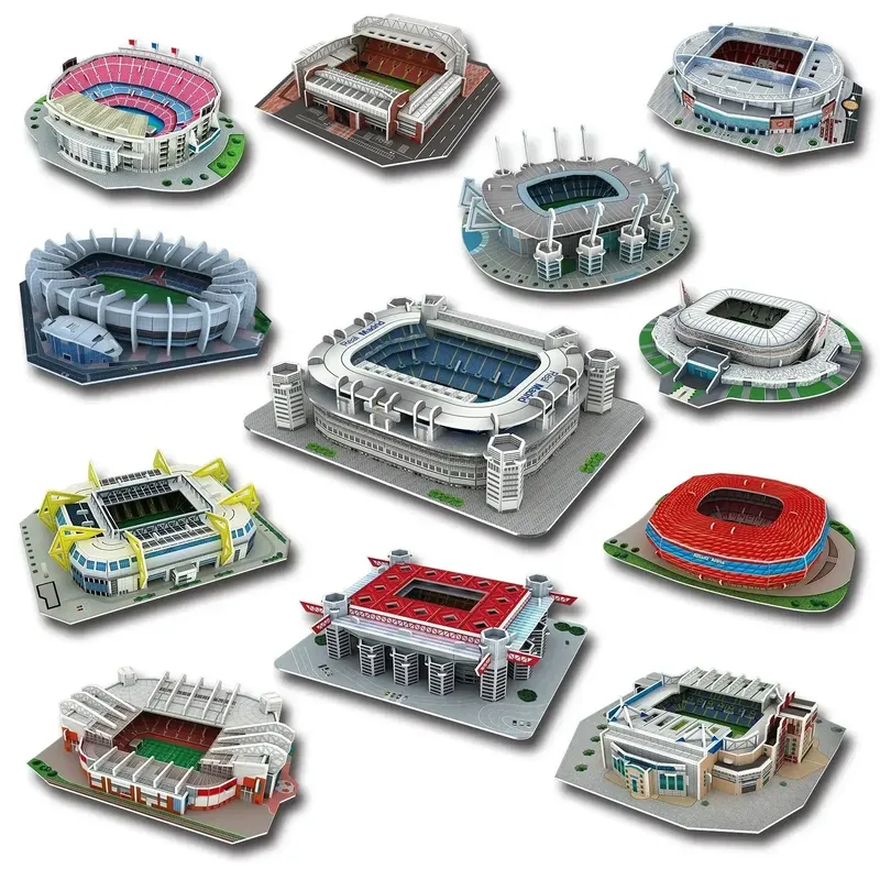 Miniatur-Fußballplatz 3D DIY Puzzle Weltberühmte Stadien Modelle Fußballspiel Peripheriespielzeug Fans Geburtstag Spielzeug Geschenke DDJ