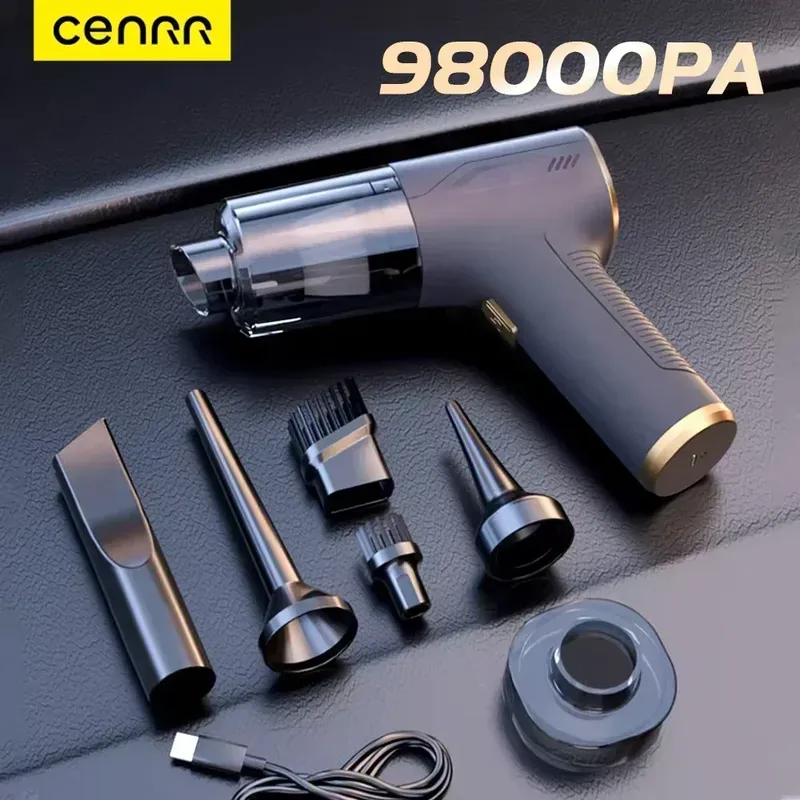 CENRR 98000PA Leistungsstarker Mini-Auto-Staubsauger, kabelloser kabelloser Autoreiniger, tragbarer Handstaubsauger, Luftpistole