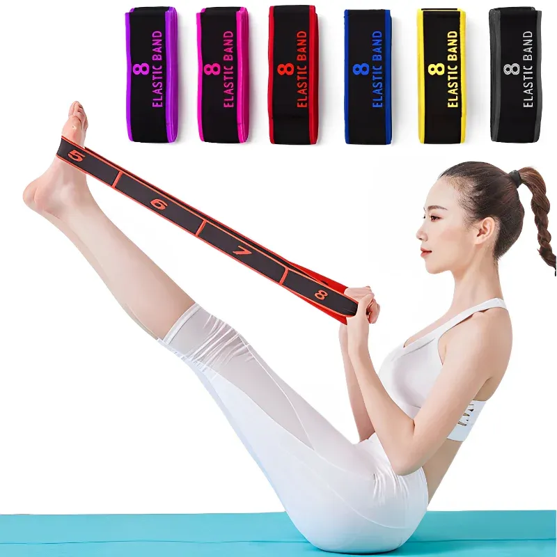 8-teiliges Tanz-Widerstandsband, Yoga, Dehnung, Pilates, Fitness, digitale Elastizität, elastisches Stretch-Training, Spannungsgürtel