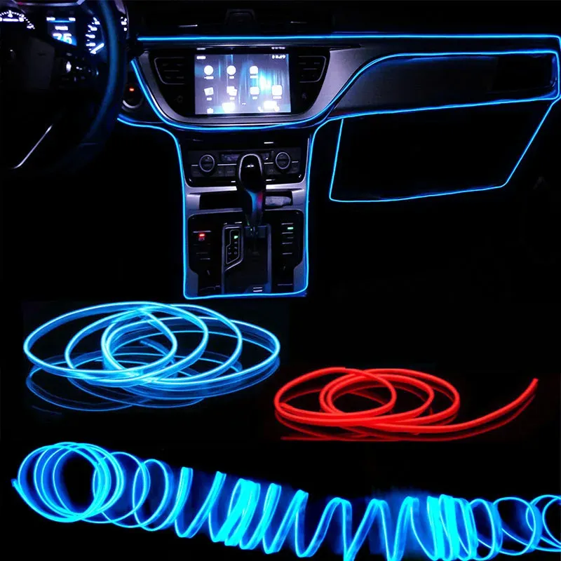 1M/3M/5M Auto Innen Led Dekorative Lampe EL Verdrahtung Neon Streifen Für Auto DIY flexible Umgebungs Licht USB Party Atmosphäre Diode