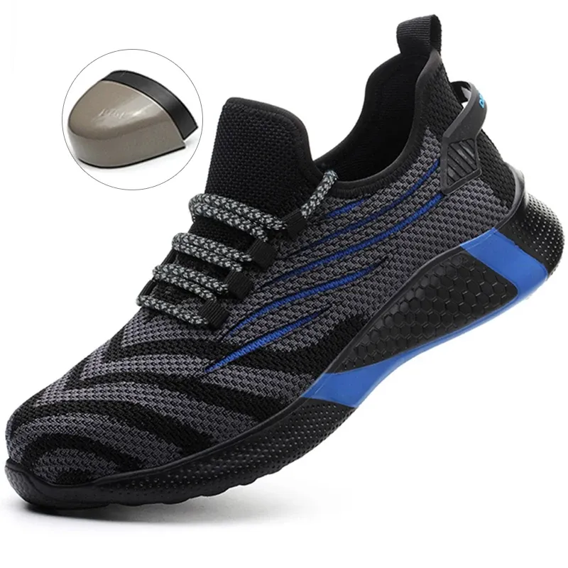 Arbeitsschuhe mit Stahlkappe für Herren, leichte Sicherheits-Sneaker, bequem, atmungsaktiv, pannensicher, Arbeitsschuhe, Stiefel