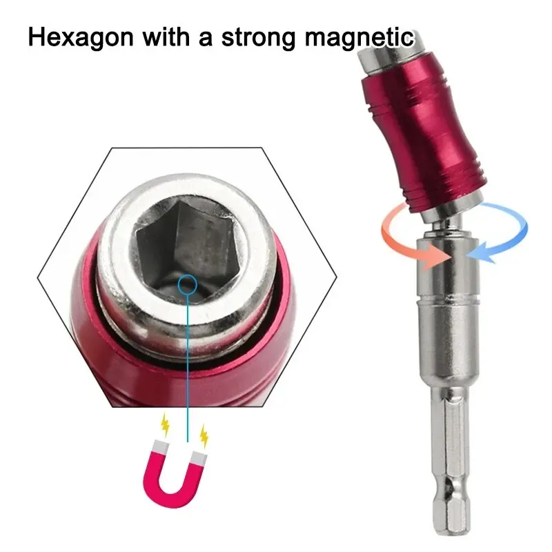 1PC Rot Gebogene Sechseckigen Griff Directional Verlängerung Stange Magnetische Schraube Bohrer Spitze Universal Adapter Elektrische Werkzeug Zubehör