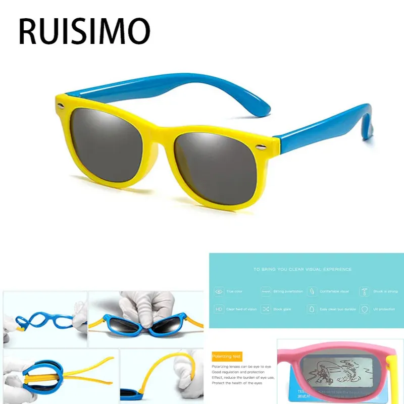 RUISIMO Kinder Polarisierte Sonnenbrille TR90 Jungen Mädchen Sonnenbrille Silikon Schutzbrille Geschenk für Kinder Baby UV400 Brillen