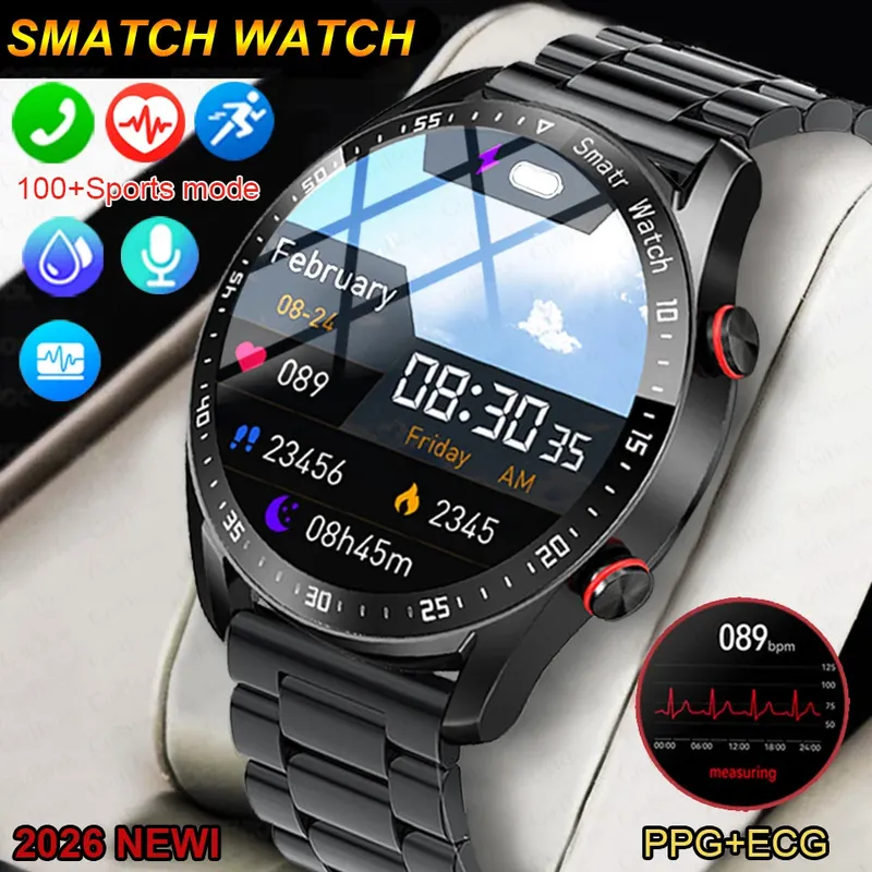 2026 Neue Klassische Smartwatch für Männer und Frauen EKG+PPG HD-Bildschirm Bluetooth-Anruf GPS-Tracker Herzfrequenz IP68 Wasserdicht Sport-Smartwatch
