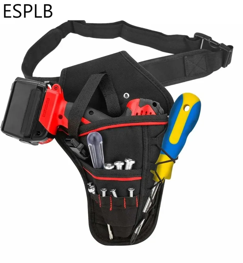 ESPLB Multifunktionale wasserdichte Bohrerholster Taille Werkzeugtasche Elektrischer Taillengürtel Werkzeugtasche Tasche für Schraubenschlüssel Hammer Schraubendreher