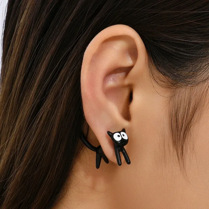 Neue lustige kleine schwarze Katze Ohrring für Frauen Mädchen Mode niedlichen Tier Kätzchen Ohrringe Mode Party Festival Piercing Schmuck