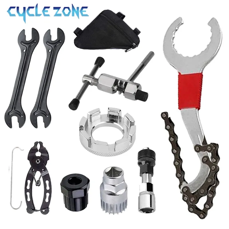 Fahrrad Reparatur Tool Kits Schwungrad Entferner Cutter Kette Breaker Kurbel Puller Speichen Schlüssel MTB Rennrad Wartung Werkzeuge Set