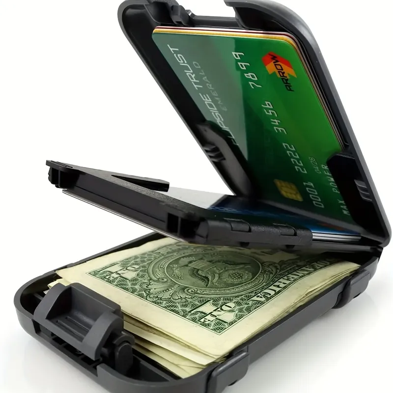 RFID-blockierende minimalistische Geldbörse für Herren, ultradünner Aluminium-Clip für Bargeld und Kreditkarten