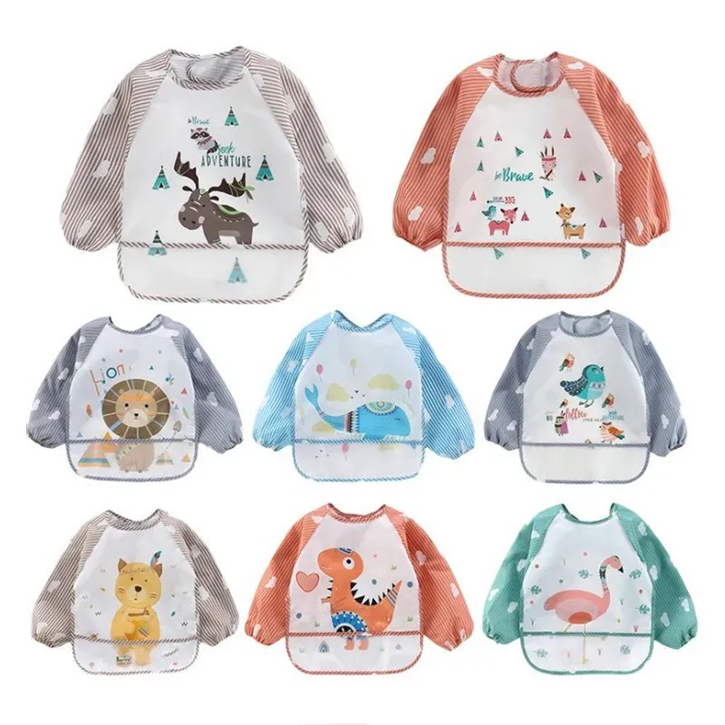 Baby-Langarmschal, wasserdicht, für Kleinkinder, Kunstkittel, Lätzchen, Schürze, Tasche, Kleinkinder, Jungen und Mädchen, Spucktuch, Bananenlätzchen für 1–3 Jahre