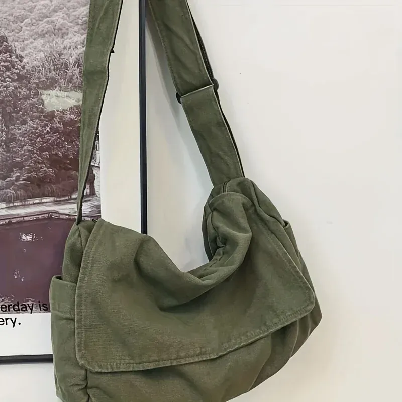 Damen Messenger Bag Vintage Handtasche Canvas Teenager Schultertaschen Lässige Handtasche Umhängetaschen