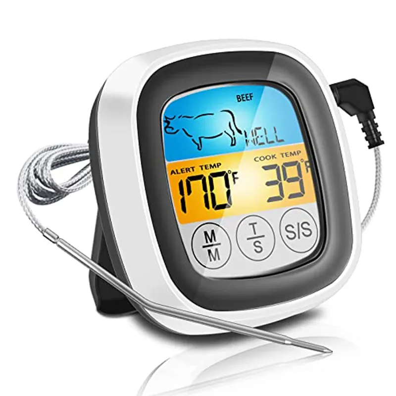Digitales Küchenthermometer, Ofentemperatur, Wärmezähler, Küche, Edelstahl, Fleischthermometer, Sensorsonde für Kochgeschirr, Grill