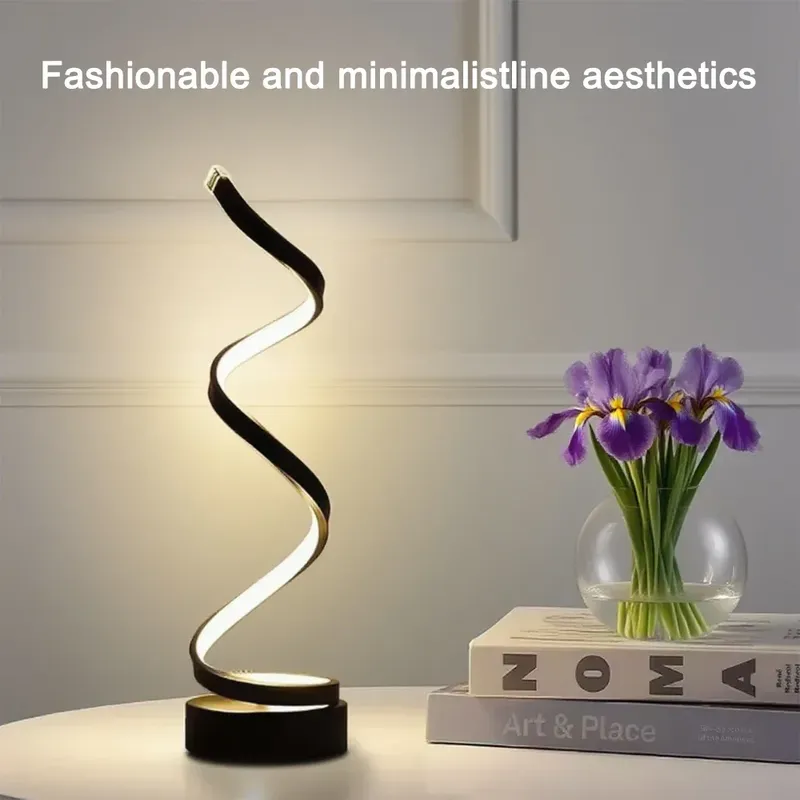 LED-Spiral-dimmbare Tischlampe, geeignet für Wohnzimmer, Schlafzimmer, Arbeitszimmer, Nachttischlampe mit einstellbarer Helligkeit für Büro und Heimgebrauch