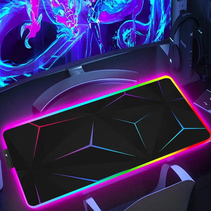 RGB Erweiterte Hexagon Gaming Maus Pad Teppich Schreibtisch Matte Computer Zubehör Anti-skid Büros Geometrische Mousepad Leuchtende Spiel matten