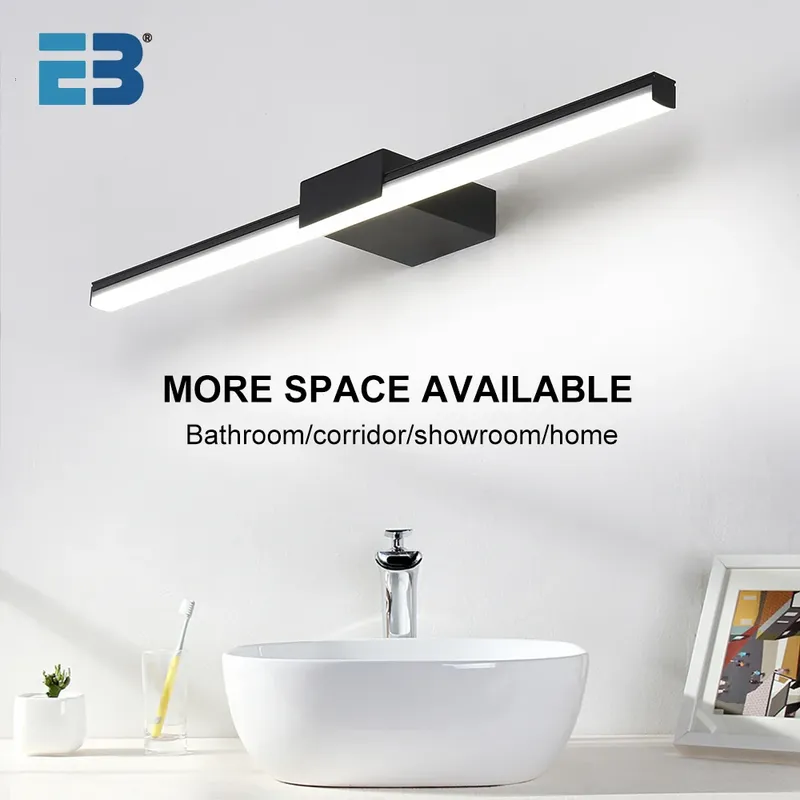 LED-Wandleuchte, Badezimmer-Waschtischleuchte, 40 cm, 55 cm, AC85 – 265 V, für den Innenbereich, moderne Wandleuchten, Spiegel, Wandleuchten, Schwarz, Weiß