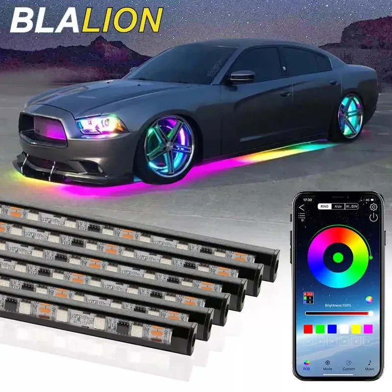 SEAMETAL Auto Flexible Underglow Streifen Licht LED Unterboden Fernbedienung APP Steuerung RGB Neon Lichter Atmosphäre Lampe für Auto Dekoration