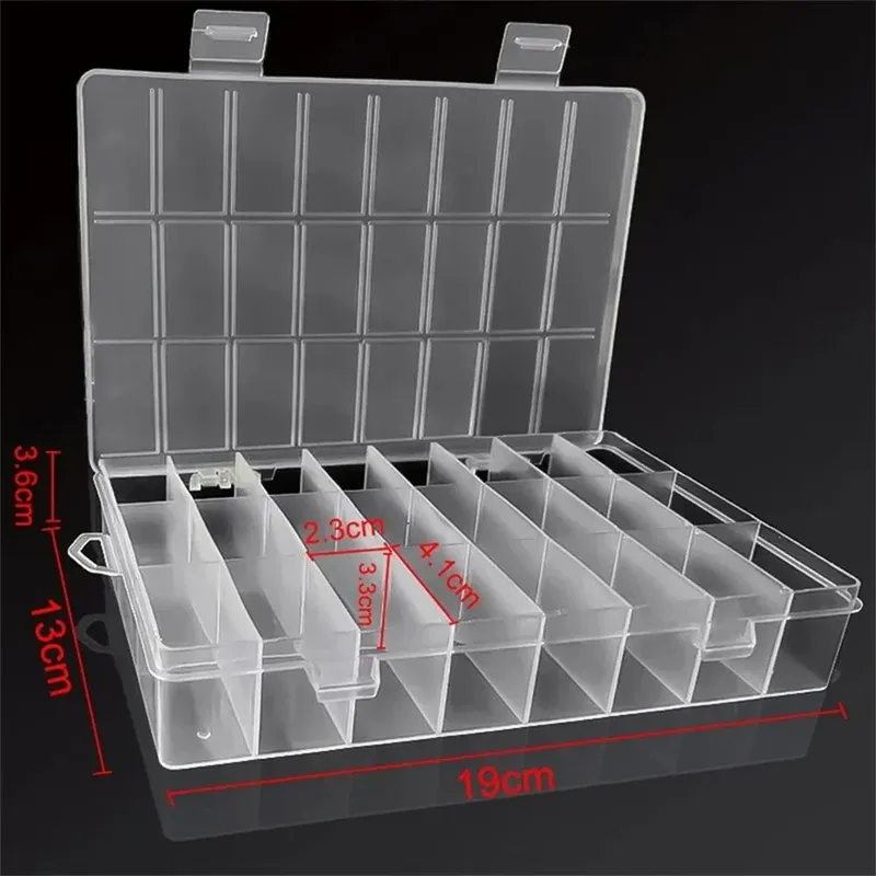 Transparente Aufbewahrungsbox aus Kunststoff mit 24 Fächern – Organizer für Bastelarbeiten, Perlen, Schmuck und kleine Gegenstände (1 Packung)