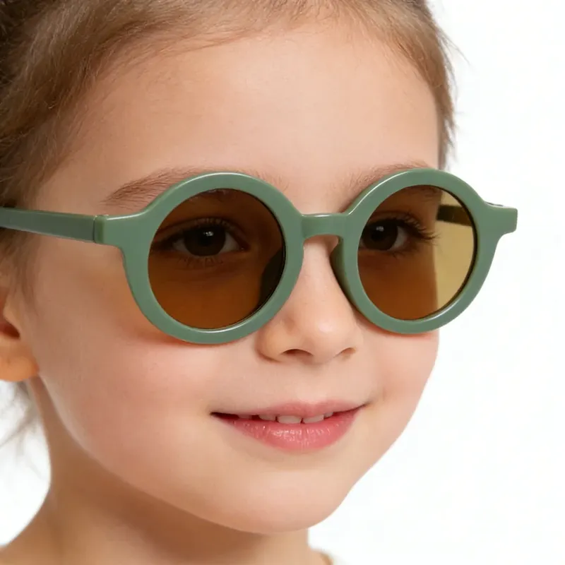 Neue Modische Runde Rahmen-Sonnenbrille in Bonbonfarben für Babys Retro Einfarbiger Schutz Runde Praktische Brille für Kinder