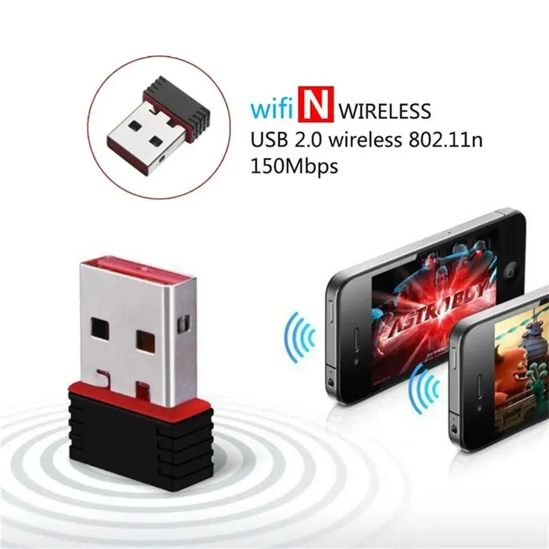 RTL8188 150 Mbit/s USB-WLAN-Adapter für Raspberry Pi, kabelloser Netzwerkkarten-Adapter, WLAN-Dongle für Desktop-Laptop-PC Windows RTL818