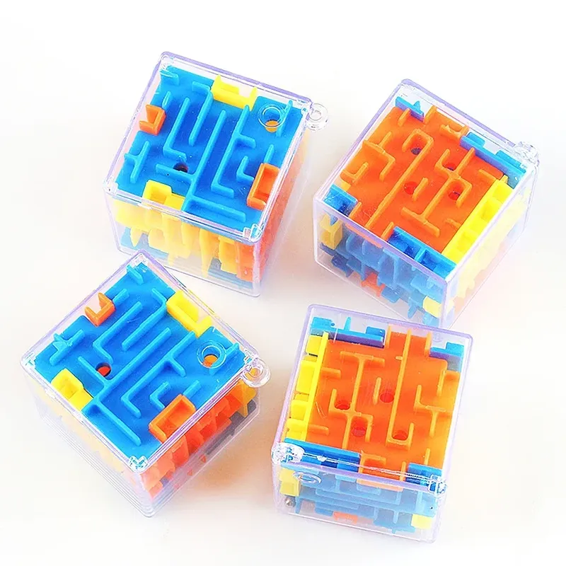 Mini 3D Labyrinth-Zauberwürfel Sechsseitiger Transparenter Puzzle-Speedcube Rollender Kugel-Labyrinth-Würfel Spielzeug zur Stresslinderung