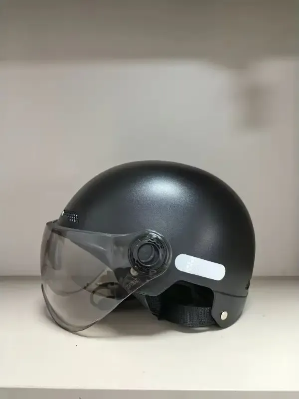 Motorradhelm Vintage Schwarz mit Schutzbrille für Herren und Damen für E-Bike, Radfahren, Urban Commuter