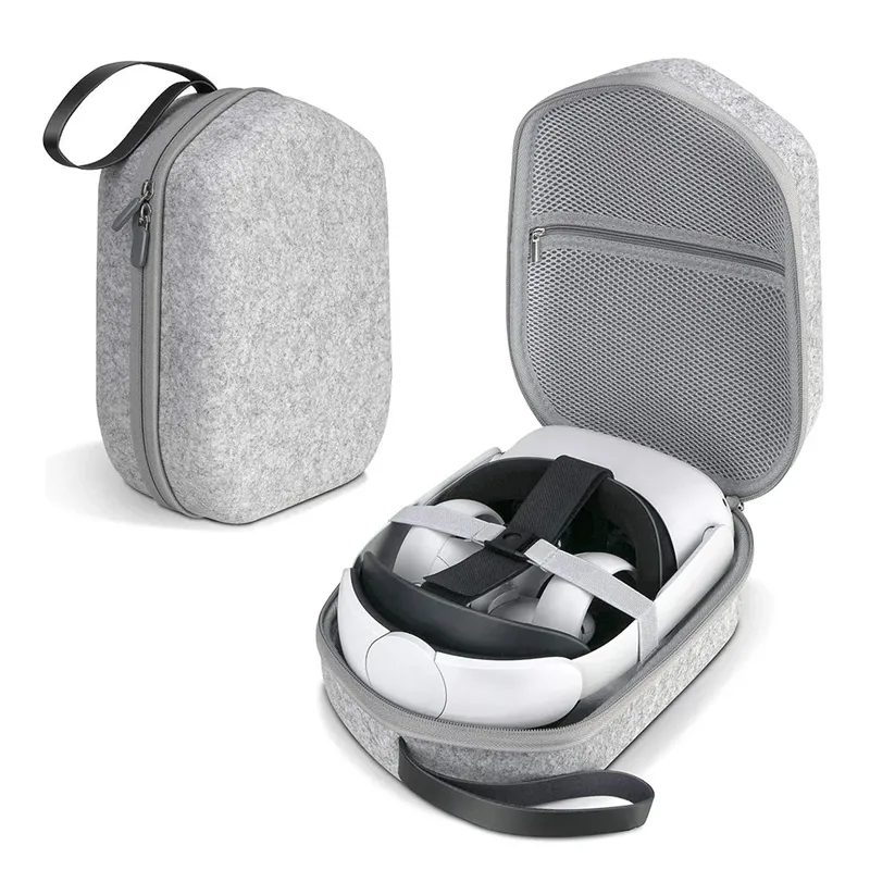 Großvolumiger Hartschalen-Aufbewahrungskoffer für Reisetaschen, Oculus Quest 2 VR-Headset, Touch-Controller und VR-Headset-Zubehör.