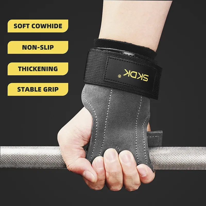 SKDK Gym Griffe Palm Guards Rindsleder Palm Protector Gewichtheben Gymnastik Training Handschuhe Griffe Fitness Training Ausrüstung