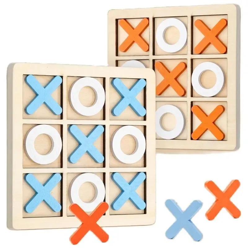Montessori XO Schach Puzzle 3D Geometrische Formen Brettspiele Für Kinder Kinder Pädagogisches Holz Spielzeug
