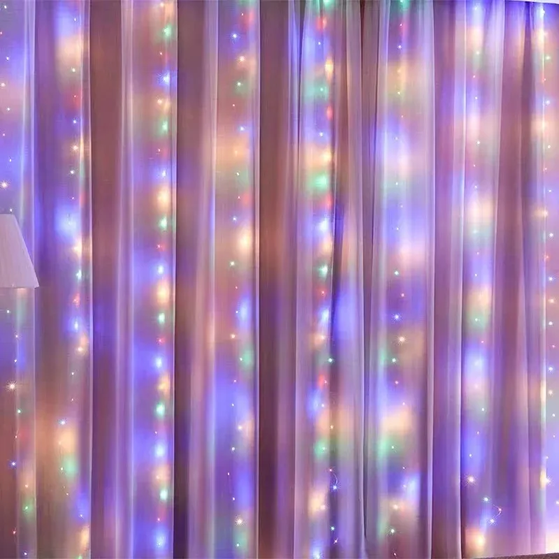 6x3M/3x3m Vorhang Girlande auf dem Fenster USB Power Fairy Lights Girlande mit Fernbedienung Neujahr Girlande Led-Leuchten Weihnachtsdekoration