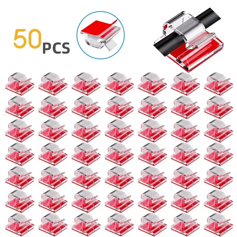 50PCS Kabel Organizer Clips Draht Management Halter Kabel Clip Protector Wickler Klebe Haken für Schreibtisch Hause Anordnung