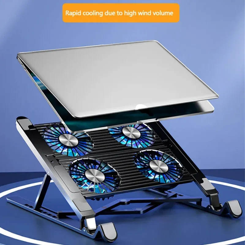 Neuer Laptop-Kühler-Basisständer, faltbares Laptop-Kühlpad, tragbar, verstellbar, Notebook-Ständer für 13–17,3 Zoll mit 4 Lüftern