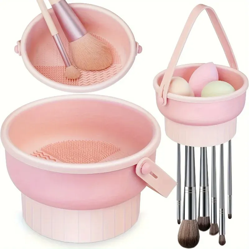 3-in-1 Silikon Make-up Pinsel Reiniger Matte und Trocknen Rack Kosmetik Pinsel Reinigung Luft Trocken Werkzeug Schönheit Organizer Kit