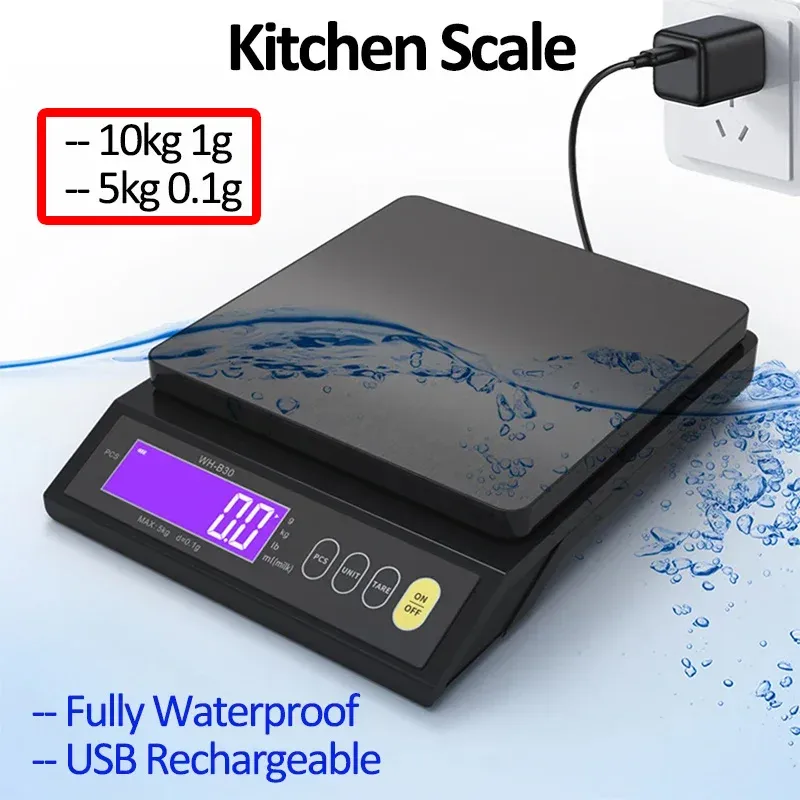 5 kg/0,1 g 10 kg/1 g Digitale Elektronische Küchenwaage LCD-Display Vollständig wasserdichter Edelstahl Messen Wiegen Backwerkzeug