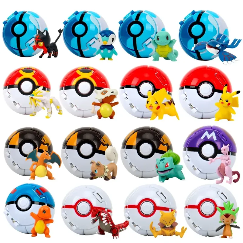 Pokemon Elf Ball Pokeball Anime Figur Cartoons Pikachu Charizard Piplup Kyogre Taschenmonster Haustier Anime Action Modell Spielzeug Geschenke