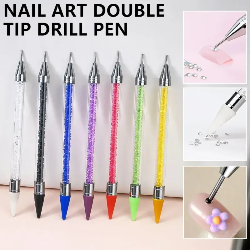 Doppelköpfiges Nail-Art Dotting Pen Set Diamant-Applikator UV-Gel Pinsel Professionelles Nagelkunst-Malset für Zuhause