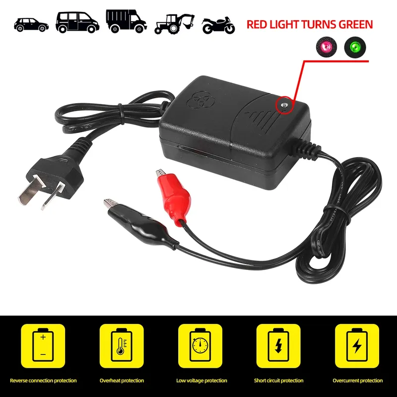 12V 1300Ma Universal Smart Batterie Ladegerät Eu Us Au Uk Stecker Wiederaufladbare Versiegelt Blei Batterie Ladegerät für Auto Lkw motorrad
