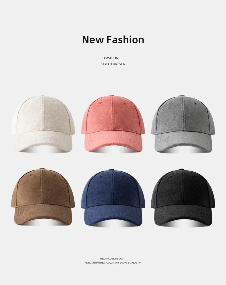 Modische Wildleder-Baseballkappen für Herren und Damen, Herbst-Winter, einfarbig, Retro-Snapback, Hip-Hop-Mütze, Unisex, Streetwear, verstellbare Sonnenblendenkappen