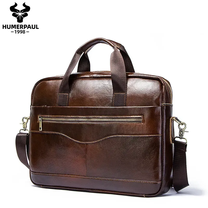 Echtes Leder Männer Aktentasche Tragbare Büro Handtasche für Laptop Tasche Hohe Qualität Business Messenger Schulter Taschen Reisen