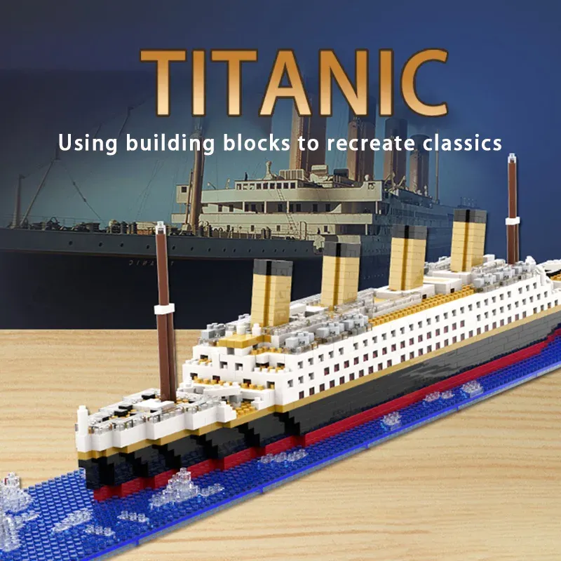 Mikro partikel Baustein Montage Spielzeug Titanic Riesen männlich und weiblich Puzzle Kreuzfahrt schiff Modell Kinderspiel zeug - 7.38 EUR