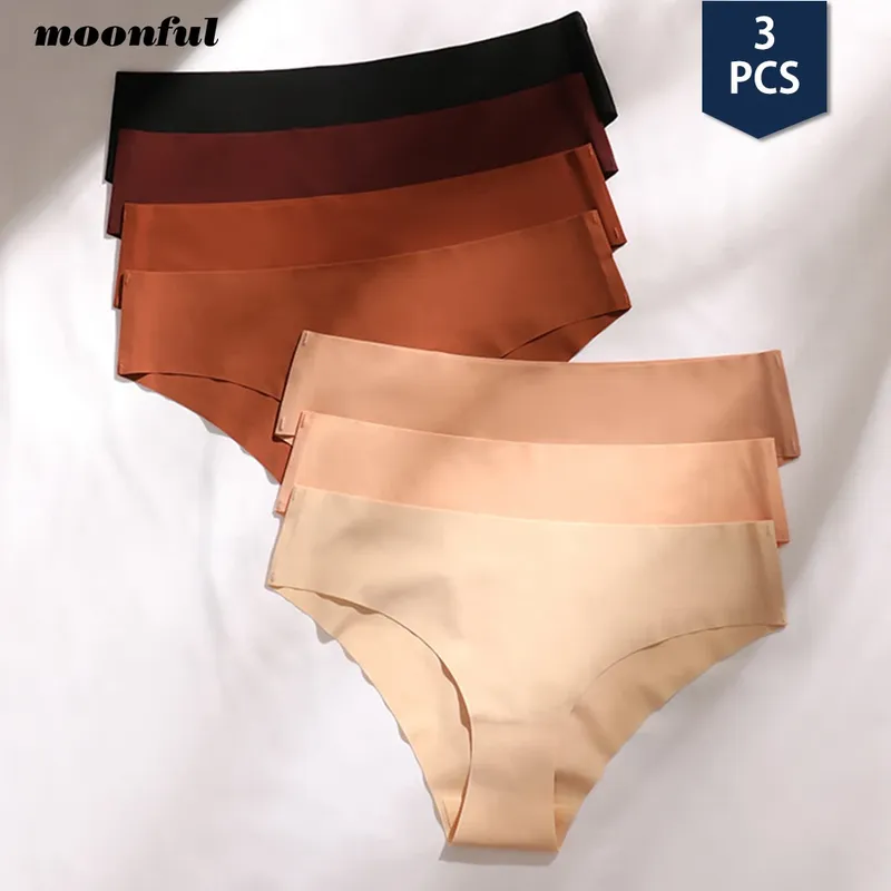 3-teiliges nahtloses Höschen für Frauen, atmungsaktiv, niedrige Taille, sexy Unterwäsche, solide Seidenhöschen, kurze weibliche Dessous