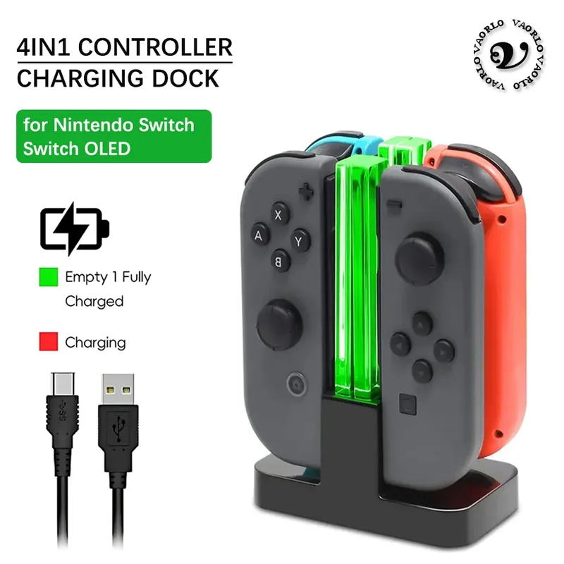 4-in-1-LED-Ladestation Dock Station Indicator für Switch für Joy-Con Controller Stand Holder Ladestation Gaming-Zubehör