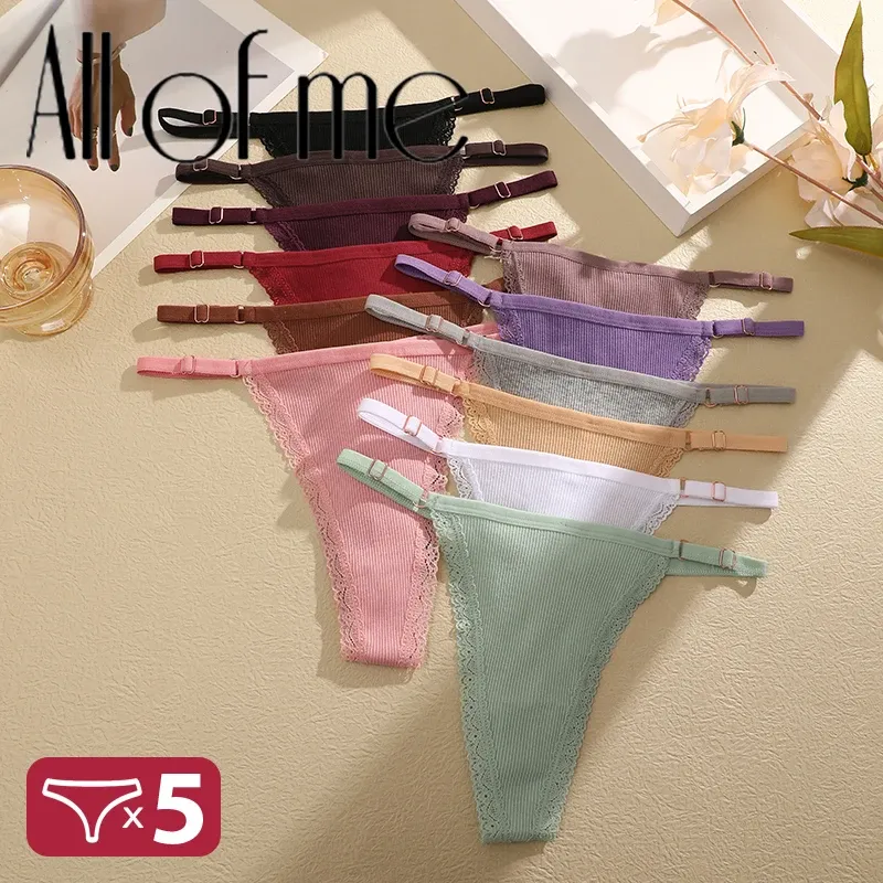 5 Teile/satz Baumwolle Höschen Sexy G-String frauen Unterwäsche T-Zurück Dessous Femme Unterhose Slip Verstellbare Taille Tanga Dessous
