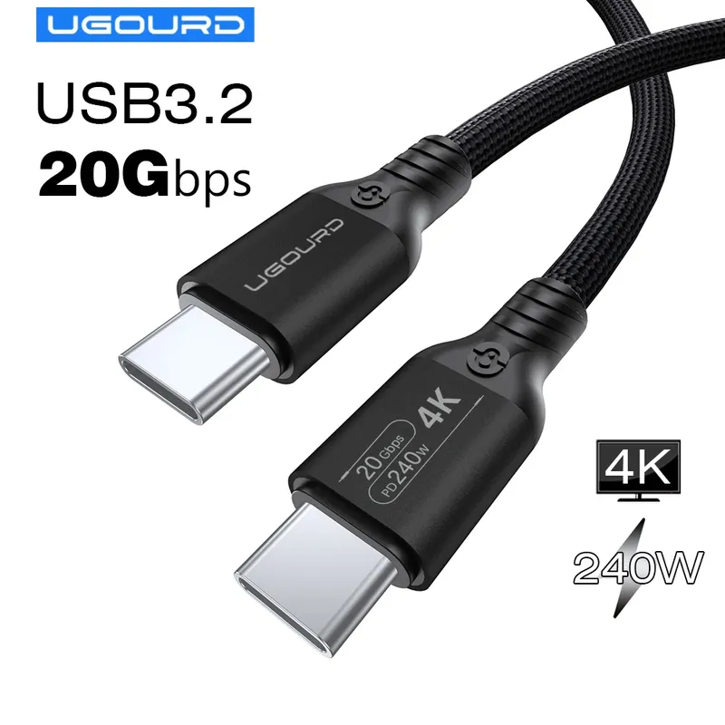 Voll funktionsfähiges 20 Gbit/s Typ-C-Kabel USB3.2 Gen2 * 2 USB C 20G Datenübertragungskabel USB 3 240 W Schnellladekabel 4K für Hub MacBook 3 m